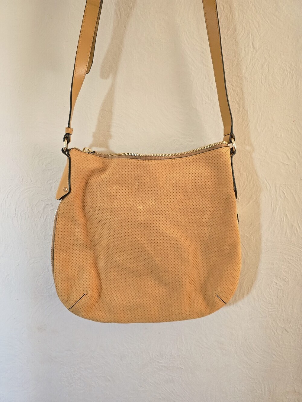 Henri Bendel, Perforated Yellow Suede Crossbody Bag